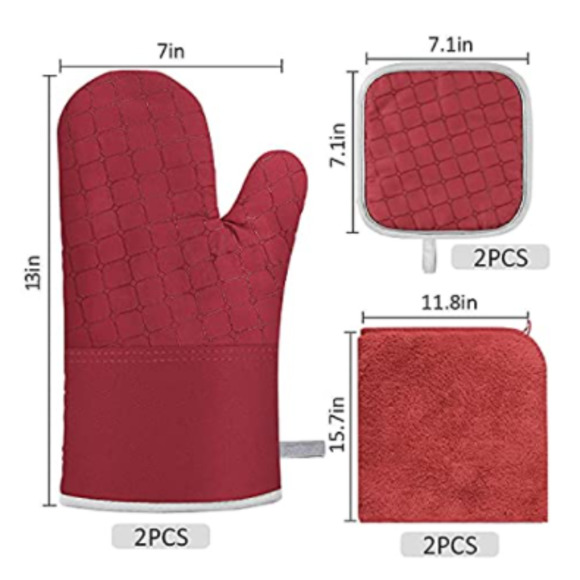 HOT! IXO 6Pc Silicone Surface Oven Mitts and Pot Holders - Picture 3 of 7